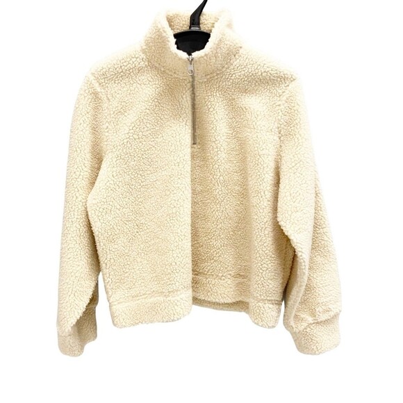 PIECES | NWT Half-Zip Cream Teddy Sherpa Pullover, Size EU Large - Picture 2 of 12